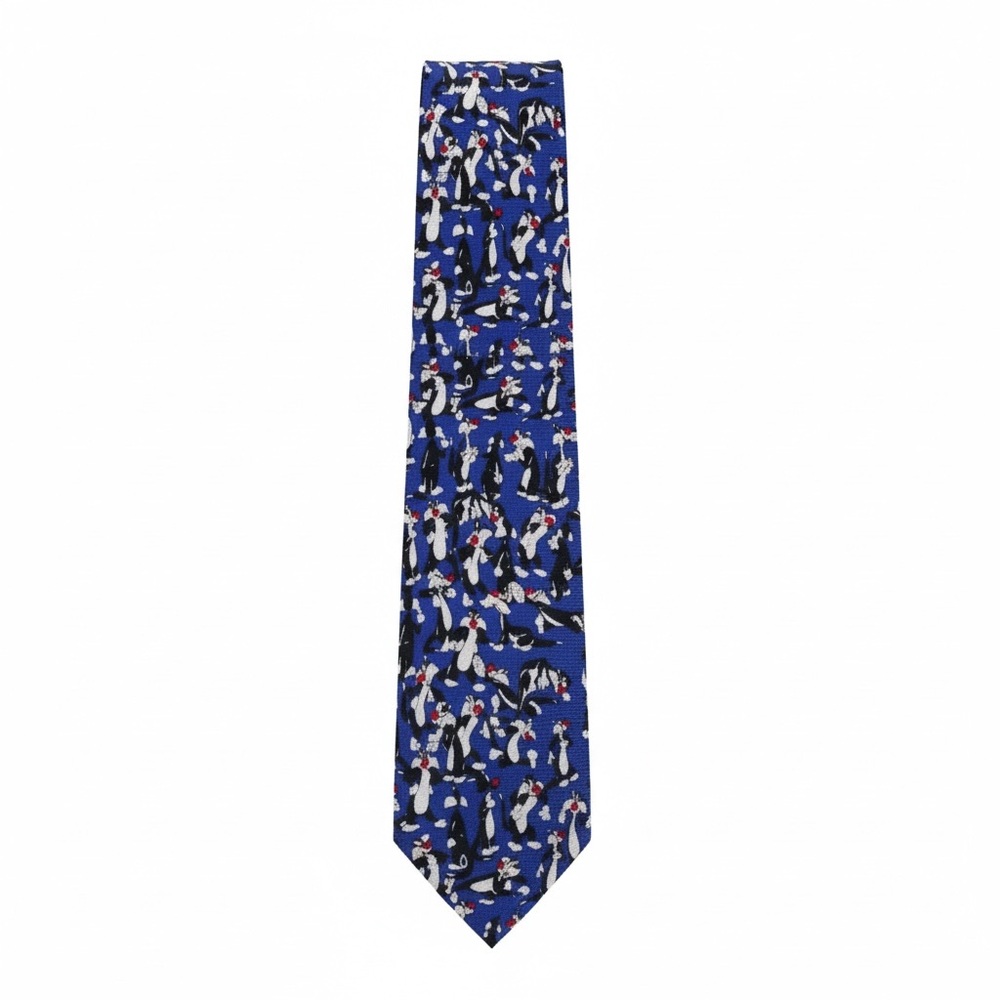 Vintage 1996 WB Looney Tunes 100% Silk Sylvester The Cat Cartoon Necktie